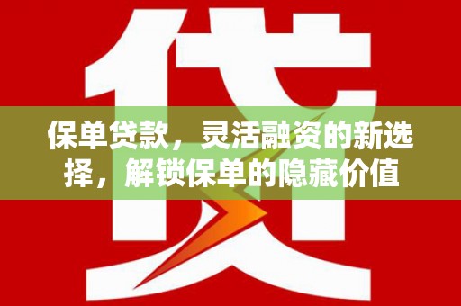 阿合奇保单贷款，灵活融资的新选择，解锁保单的隐藏价值