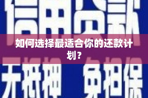 阿合奇如何选择最适合你的还款计划？