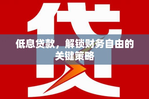 阿合奇低息贷款，解锁财务自由的关键策略