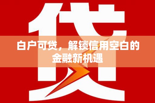 阿合奇白户可贷，解锁信用空白的金融新机遇