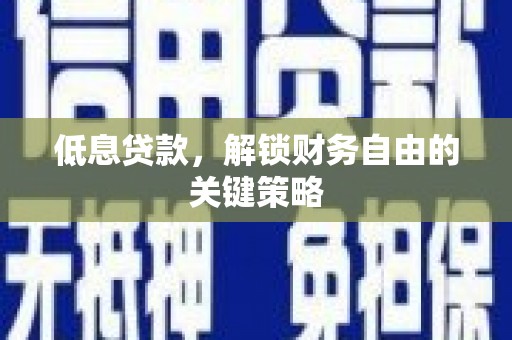 阿合奇低息贷款，解锁财务自由的关键策略