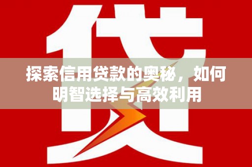 阿合奇探索信用贷款的奥秘，如何明智选择与高效利用